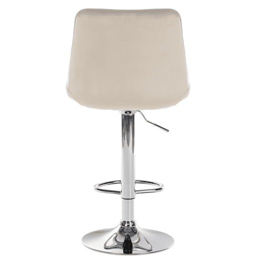 Conjunto de 2 banquetas de bar giratórias 360° com altura ajustável em veludo creme com costura vertical e pés de metal cromado 10_0005909