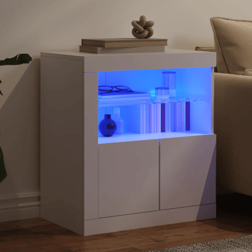 Aparador - Bufete - Móvei de apoio com luzes LED 60,5x37x67 cm branco pt1934 Aparador - Bufete - Móvei de apoio com luzes LED 60,5x37x67 cm branco pt1934
