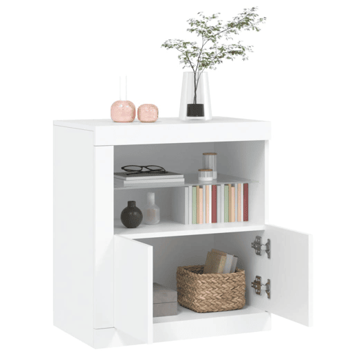 Aparador - Bufete - Móvei de apoio com luzes LED 60,5x37x67 cm branco pt1934 Aparador - Bufete - Móvei de apoio com luzes LED 60,5x37x67 cm branco pt1934