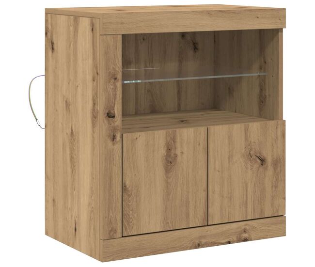 Aparador - mueble de almacenamiento led marrón 60,5 x 37 x 67 cm madera de ingeniería es4174