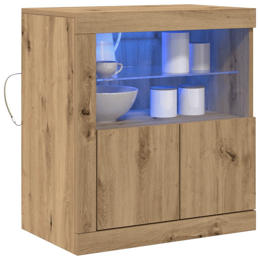 Aparador - Bufete - Móvei de apoio LED Castanho 60,5 x 37 x 67 cm Madeira processada pt4174