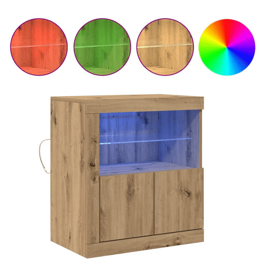 Aparador - Bufete - Móvei de apoio LED Castanho 60,5 x 37 x 67 cm Madeira processada pt4174
