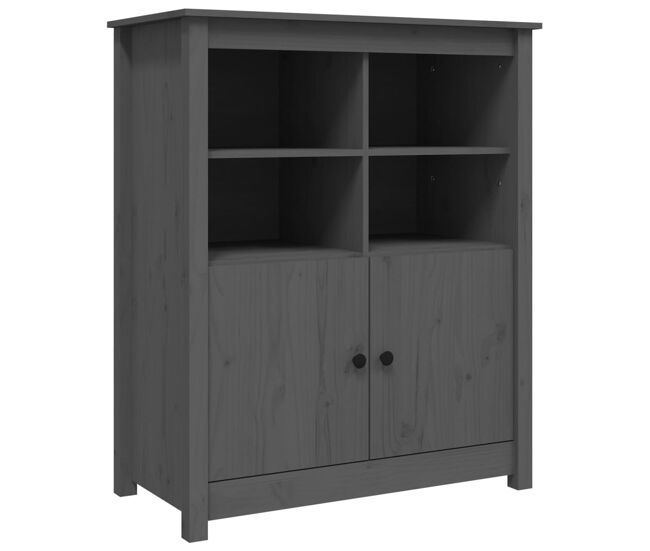 Aparador - mueble de almacenamiento de madera maciza de pino gris 83x41,5x100 cm es3976