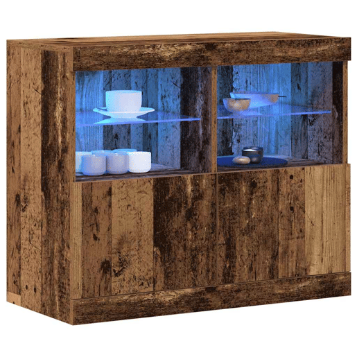 Aparador - Bufete - Móvei de apoio LED Castanho 81 x 37 x 66,5 cm Madeira processada pt4177