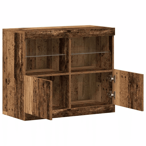 Aparador - Bufete - Móvei de apoio LED Castanho 81 x 37 x 66,5 cm Madeira processada pt4177