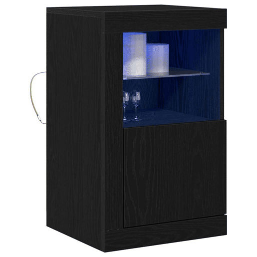Aparador - Bufete - Móvei de apoio LED 2 pcs Carvalho Preto 41 x 37 x 67 cm pt4126