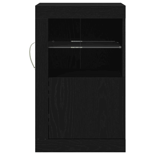 Aparador - Bufete - Móvei de apoio LED 2 pcs Carvalho Preto 41 x 37 x 67 cm pt4126