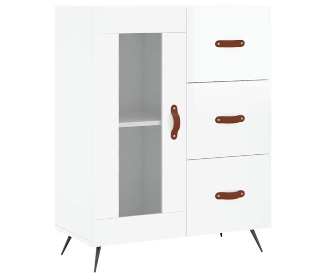 Aparador - mueble de almacenamiento de madera contrachapada blanco brillante 69,5x34x90 cm es2595