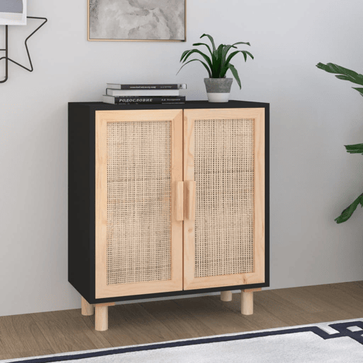 Aparador - Bufete - Móvei de apoio 60x30x70 cm pinho maciçovime natural preto pt4813