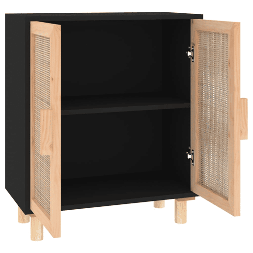 Aparador - Bufete - Móvei de apoio 60x30x70 cm pinho maciçovime natural preto pt4813