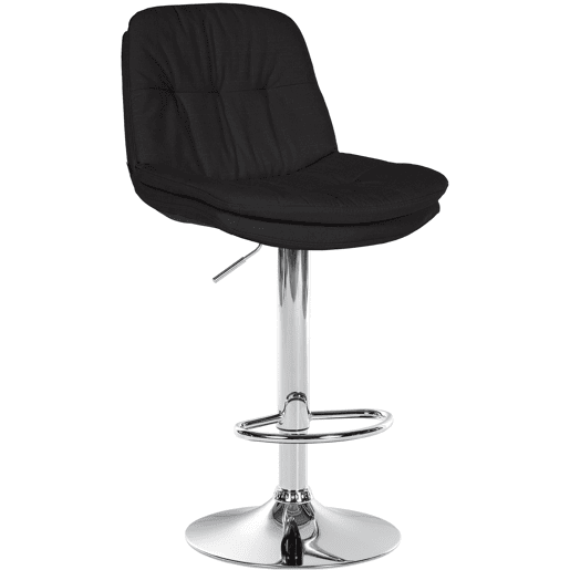 Banqueta alta x1 para cozinha e bar com assento em tecido preto macio e estrutura em metal cromado 10_0005984