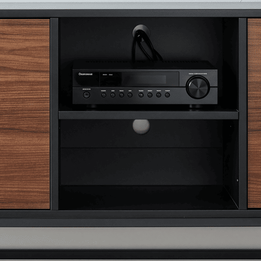 Armário baixo Boxholm com 3 portas 160x30x57 cm Nogueira  Preto en.casa