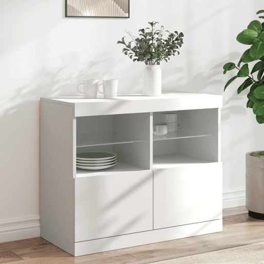 Aparador - Bufete - Móvei de apoio com luzes LED 81x37x67 cm branco pt1938