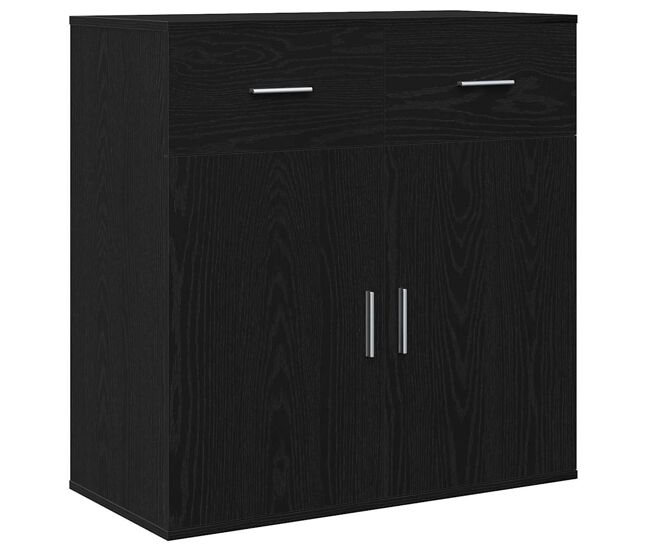 Aparador - mueble de almacenamiento roble negro 78 x 38 x 80 cm madera de ingeniería es5016