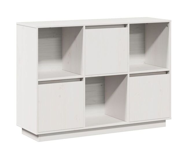 Aparador - mueble de almacenamiento de madera maciza de pino blanco 110,5x35x80 cm es3930
