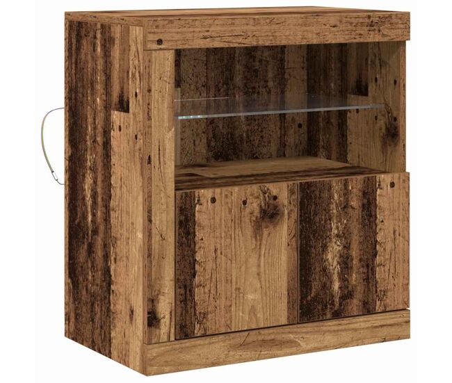 Aparador - mueble de almacenamiento led marrón 60,5 x 37 x 67 cm madera de ingeniería es4173
