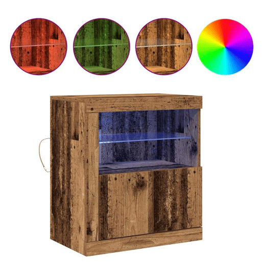 Aparador - Bufete - Móvei de apoio LED Castanho 60,5 x 37 x 67 cm Madeira processada pt4173