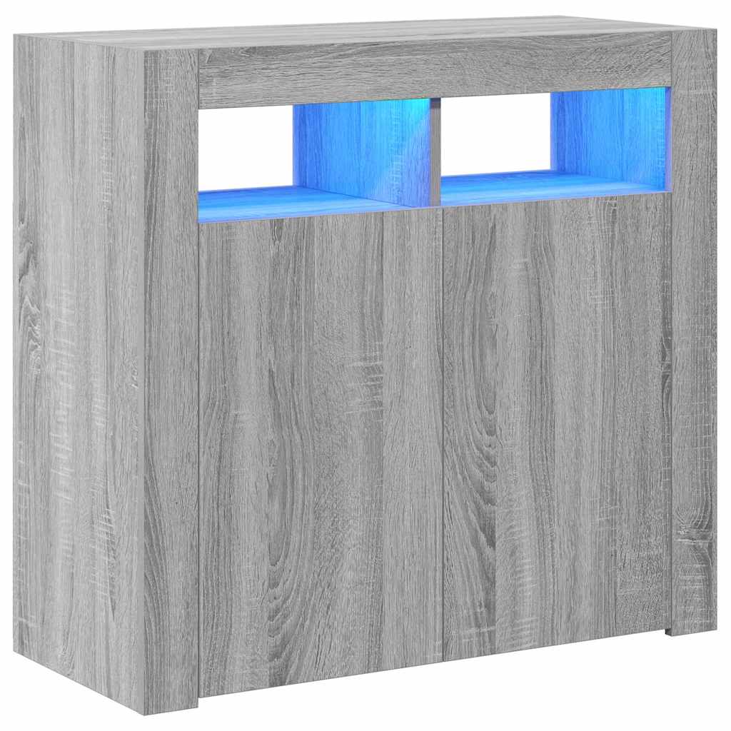 Aparador - Mueble de almacenamiento 80 Roble/ Gris