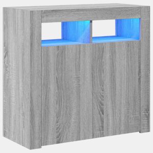 Aparador - Bufete - Móvei de apoio com luzes LED 80x35x75 cm cinzento sonoma pt1991
