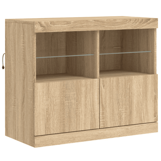 Aparador - Bufete - Móvei de apoio com luzes LED 81x37x67 cm carvalho sonoma pt2088