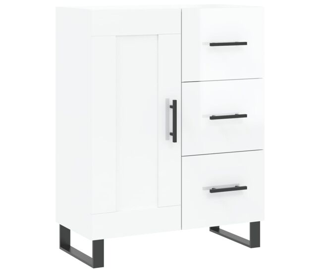 Aparador - mueble de almacenamiento de madera contrachapada blanco brillante 69,5x34x90 cm es2606