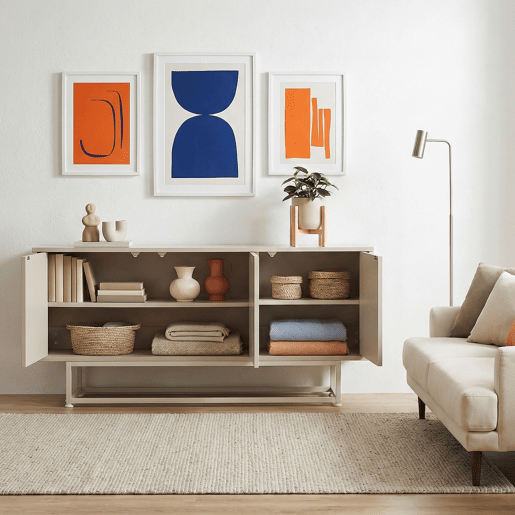 Armário baixo Boxholm com 3 portas 120x30x55 cm Cor areia en.casa Armário baixo Boxholm com 3 portas 120x30x55 cm Cor areia en.casa