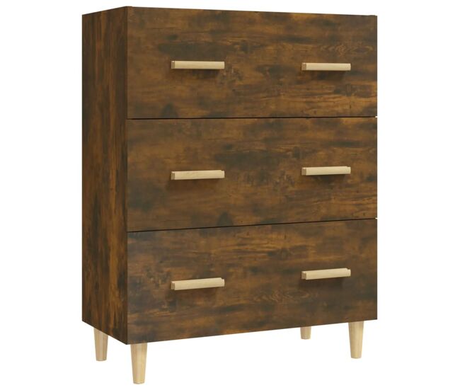 Aparador - mueble de almacenamiento madera contrachapada color roble ahumado 70x34x90 cm es4268
