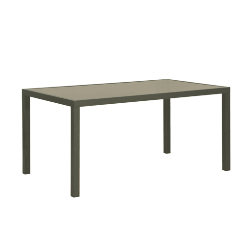 Mesa de jardim em alumínio e textilene, 6 cadeiras, Capua 150, Verde caqui, 150x90x71 cm