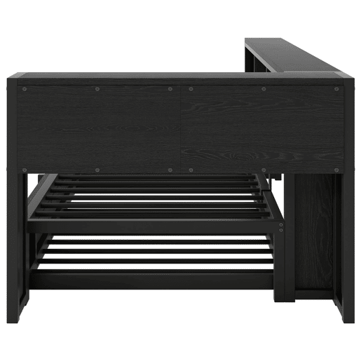 Cama metálica de dia 90x200 - com cama extra, arrumação, LED e USB - Preto