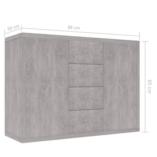 Aparador - Bufete - Móvei de apoio 88x30x65 cm contraplacado cinzento cimento pt2850