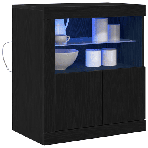 Aparador - Bufete - Móvei de apoio LED Preto 60,5 x 37 x 67 cm Madeira processada pt4181