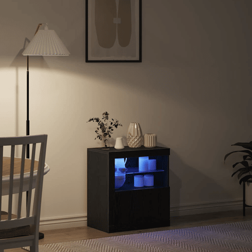 Aparador - Bufete - Móvei de apoio LED Preto 60,5 x 37 x 67 cm Madeira processada pt4181