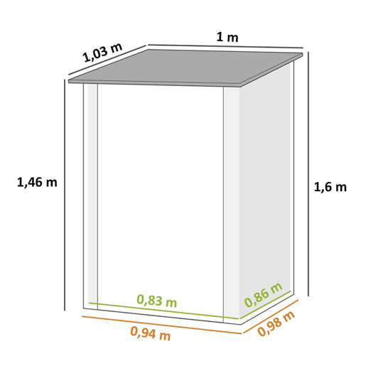 Outsunny Abrigo de Jardim Exterior 0,92 m² 100x103x160 cm Abrigo de Jardim Metálica com 1 Porta e Fecho para Armazenamento de Ferramentas para Pátio Terraço, Castanho Claro