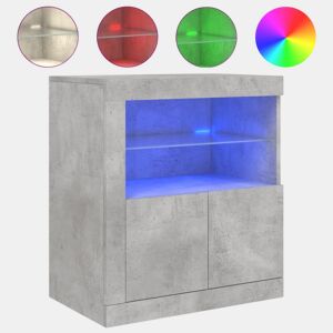Aparador - Bufete - Móvei de apoio com luzes LED 60,5x37x67 cm cinzento cimento pt1964