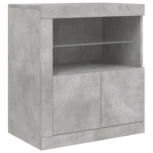 Aparador - Bufete - Móvei de apoio com luzes LED 60,5x37x67 cm cinzento cimento pt1964
