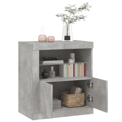 Aparador - Bufete - Móvei de apoio com luzes LED 60,5x37x67 cm cinzento cimento pt1964