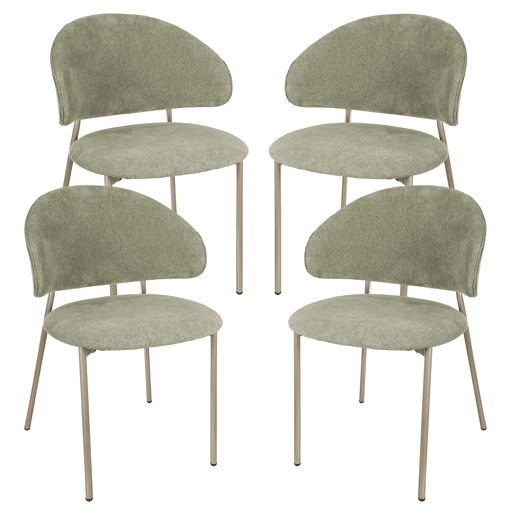 Conjunto de 4 cadeiras de jantar Lipis estofadas metal têxtil Verde en.casa Conjunto de 4 cadeiras de jantar Lipis estofadas metal têxtil Verde en.casa