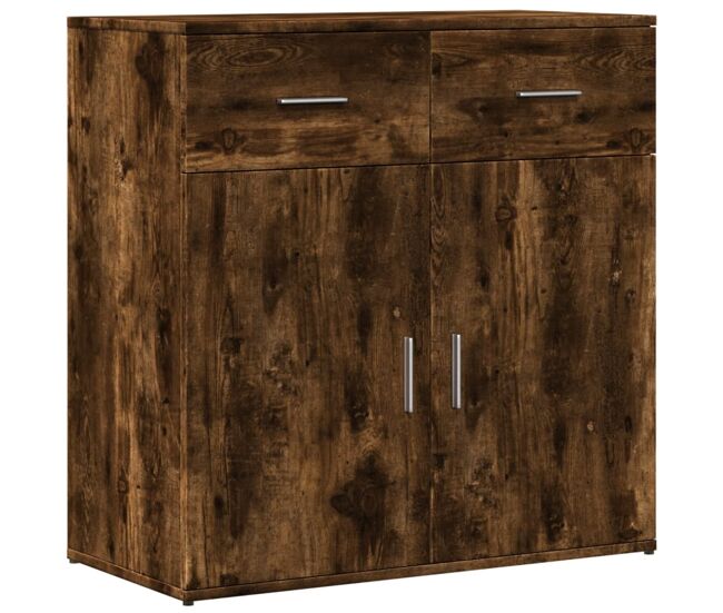 Aparador - mueble de almacenamiento de madera de ingeniería roble ahumado 79x38x80 cm es3639