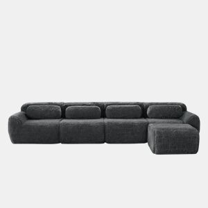 Sofá modular em L para 4 pessoas - sem montagem, chaise longue - cinzento
