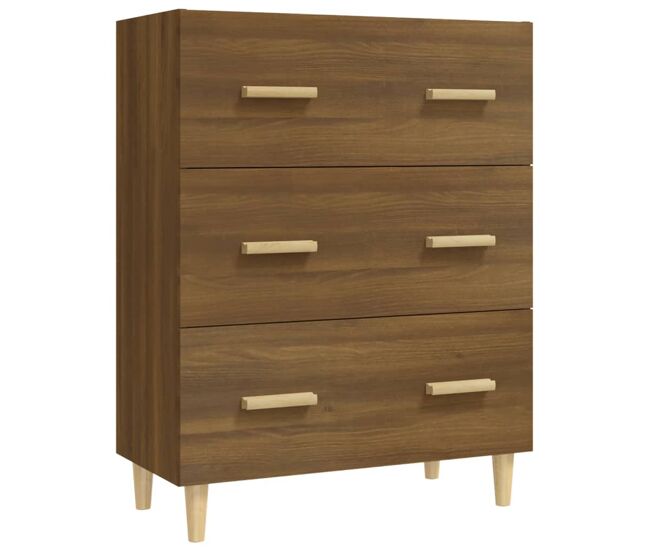 Aparador - mueble de almacenamiento madera contrachapada marrón roble 70x34x90 cm es4325