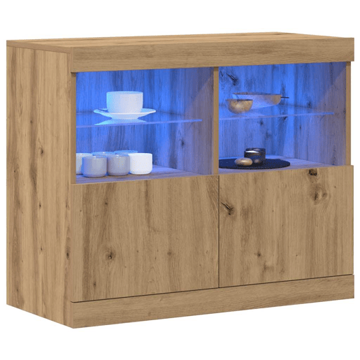 Aparador - Bufete - Móvei de apoio LED Castanho 81 x 37 x 66,5 cm Madeira processada pt4178