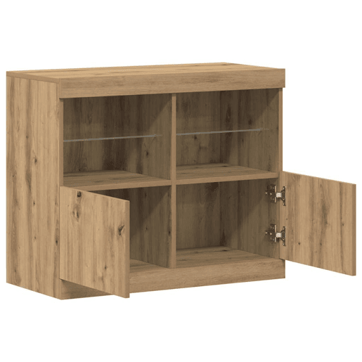 Aparador - Bufete - Móvei de apoio LED Castanho 81 x 37 x 66,5 cm Madeira processada pt4178