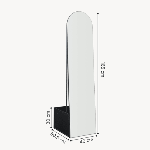 Espelho de corpo inteiro Kuonta com suporte 165x40x51cm Preto en.casa