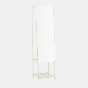 Espelho de corpo inteiro 2 em 1 Klilbojle com 2 prateleiras 160x40x35cm Areia en.casa