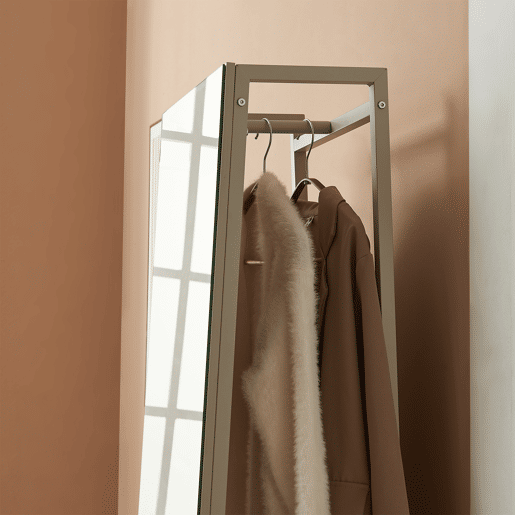 Espelho de corpo inteiro 2 em 1 Klilbojle com 2 prateleiras 160x40x35cm Areia en.casa