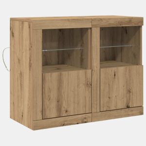 Aparador - Bufete - Móvei de apoio LED 2 pcs Carvalho Artesanal 41 x 37 x 67 cm pt4125