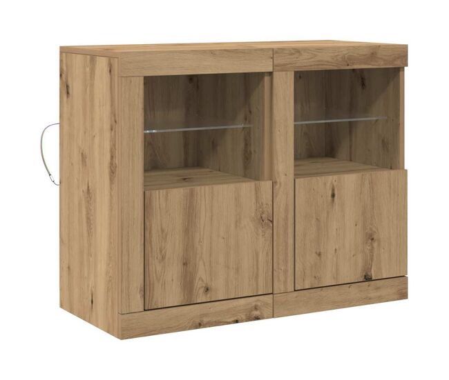 Aparador - mueble de almacenamiento led 2 pcs roble artesanal 41 x 37 x 67 cm es4125