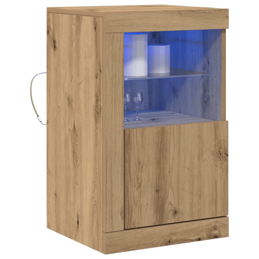 Aparador - Bufete - Móvei de apoio LED 2 pcs Carvalho Artesanal 41 x 37 x 67 cm pt4125