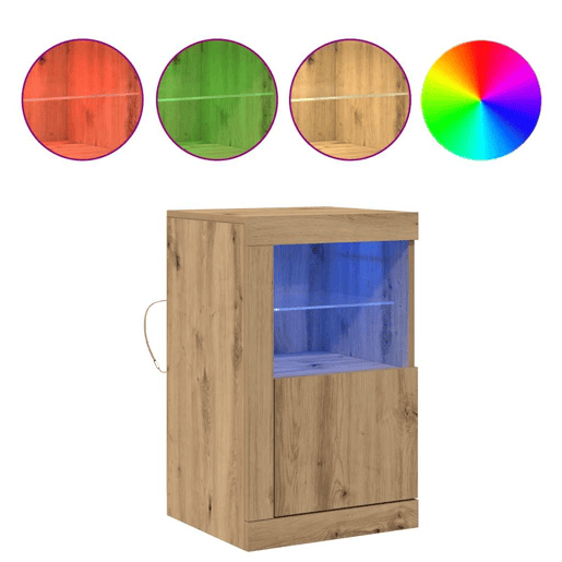 Aparador - Bufete - Móvei de apoio LED 2 pcs Carvalho Artesanal 41 x 37 x 67 cm pt4125