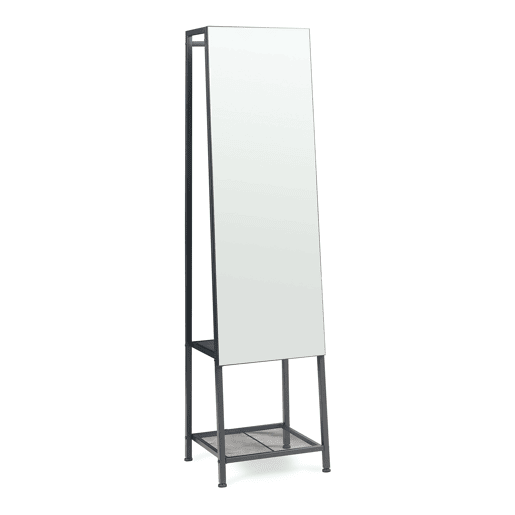 Espelho de corpo inteiro 2 em 1 Klilbojle com 2 prateleiras 160x40x35cm Preto en.casa